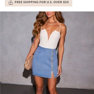 Vici Blue Mini denim Skirt with Slit